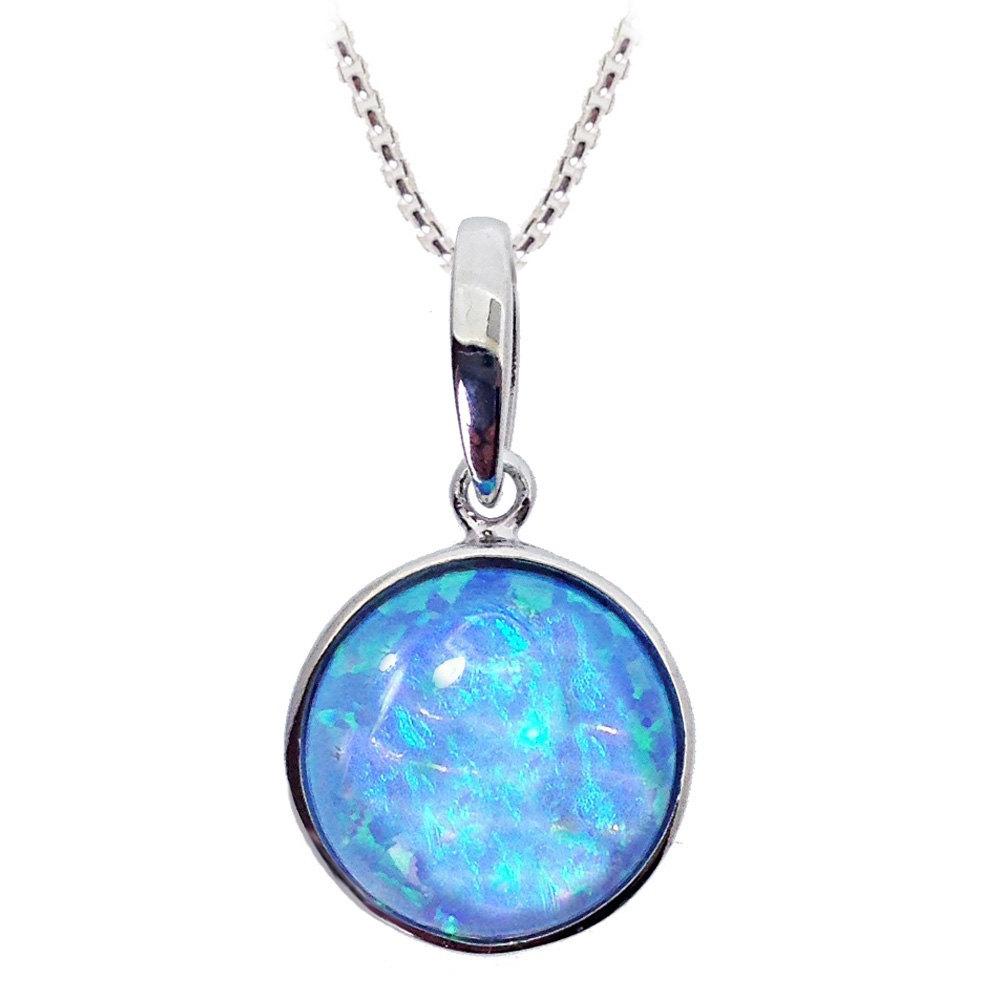 Blue Opal Pendant Necklace with Sterling Silver Turtle and Black Spine -  Coastal Passion