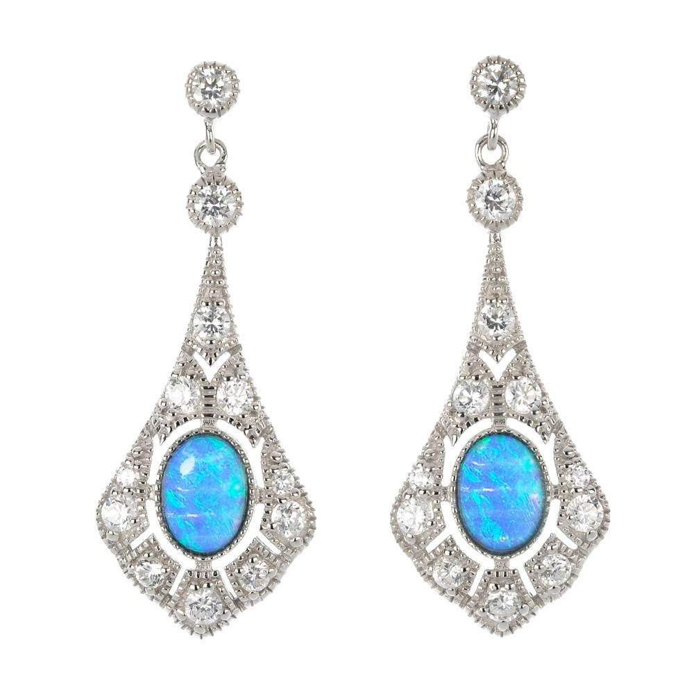 FRENELLE Jewellery | Silver Blue Opal Earrings for women